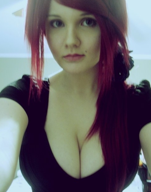 cute cleavage redhead